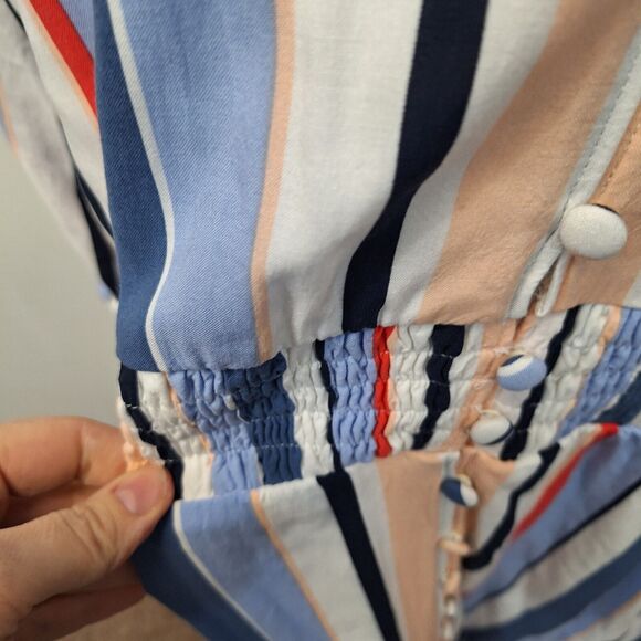 Lane Bryant Shirt Dress V-Neck 3/4 Sleeve Striped Multicolor Women's Size 22 - Picture 7 of 12